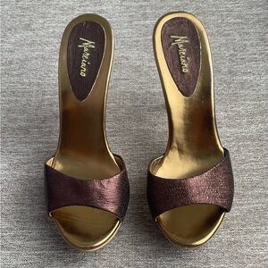 Marciano Gold and Brown Heels